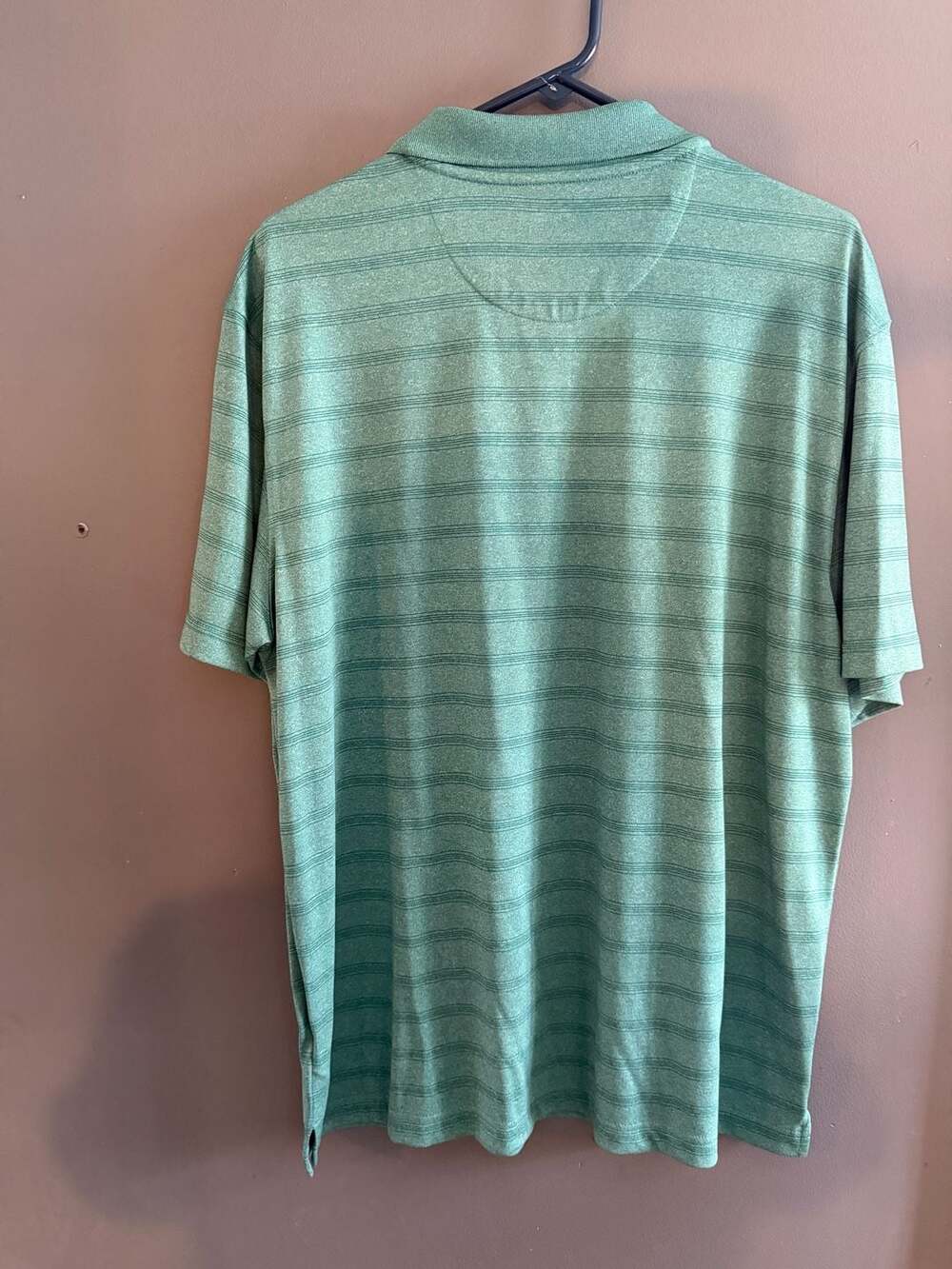 Haggar Cool 18 Performance Men's Large Green Striped Short Sleeve Golf Polo - Picture 3 of 4